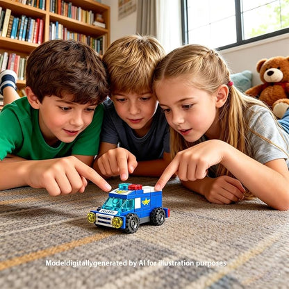 Police Car Toy Building Set for Kids Ages 5-12 | 147-Piece Construction Toy with Moving Wheels Car Chase Adventure Playset