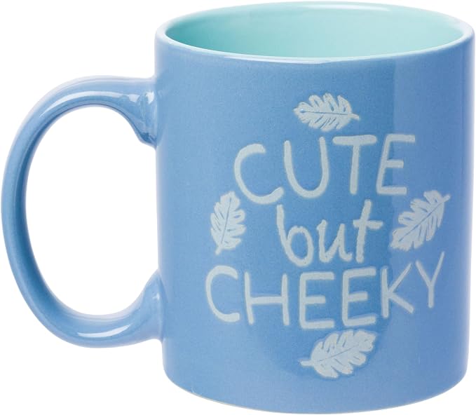 Silver Buffalo Disney Lilo and Stitch, Wax Resist Ceramic Pottery Mug, 20oz | Sitting Tropical Leaves, Cute But Cheeky, Etched Engraved, 0.59 Liters