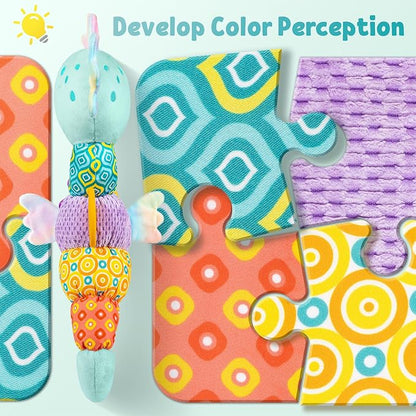 LIGHTDESIRE Baby Toys Sensory Musical Seahorse Infant Toys 0-6-12 Months | Stuffed Animals with Mirror|Crinkle|Rattle Baby Teething Toys Tummy Time for Newborn Boys Girls Shower Birthday Gifts
