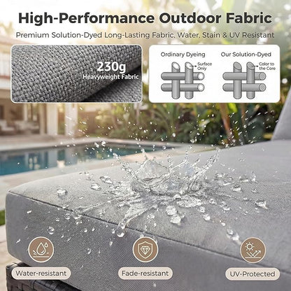 NICESOUL 9 Piece Patio Set with Firepits Natural Gas/Propane, 29.3'' High Back Comfortable L Shape Outdoor Conversations, XL Large Size Deep Seated Wicker Sectional Sofa Furniture Set, Gray