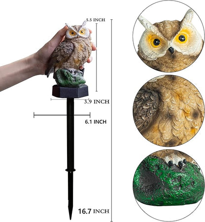 Dazzle Bright 1 Pack Owl Figure Solar LED Lights, Resin Garden Waterproof Decorations with Stake for Outdoor Yard Pathway Outside Patio Lawn Decor to Scare Birds Away, Gifts for Women, Owl Lovers