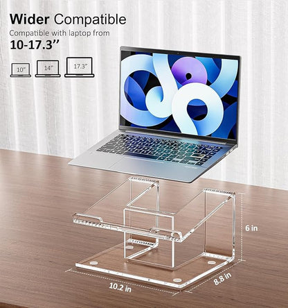 FUCDTEFC Acrylic Laptop Stand for Desk, Laptop Riser for 10-17.3 Inch Laptops, Ergonomic Computer Stand Holder Compatible with Macbooks and Notebooks