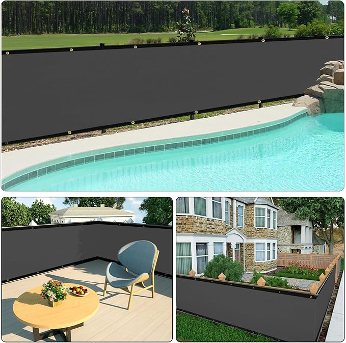 UPGRADE Privacy Fence Screen 5'x8' Dark Grey Outdoor 90% Visibility Blockage 170 GSM Mesh Shade Cover Panels for Backyard,Balcony,Home Decoration with Zip Ties,Customized Avaliable
