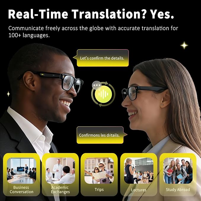 Innovative Smart Glasses,2026 Cutting-Edge AI HD Camera Glasses,AI Voice Assistant,Object Recognition,100+ Languages Real-time Translation,Support Video Photo Music Calling,Wearable Tech for Men Women