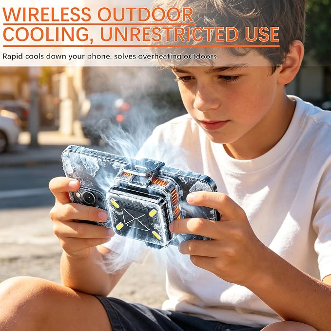 Wireless Magnetic Phone Cooler for Gaming & Streaming | Cordless Operation | Semiconductor Cooling | Digital Display | Quiet Fan | Travel & Outdoor Ready