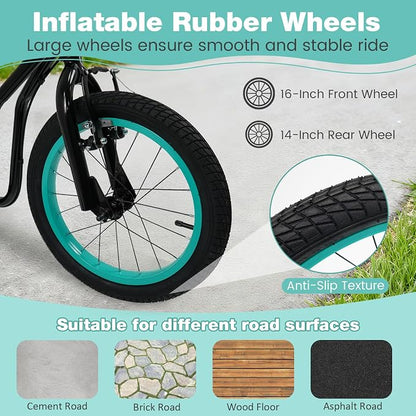 Costzon Big Wheels Kick Scooter for Kids 8+, Youth Scooter with Foldable & Height Adjustable Handlebar, Inflatable Shock Absorption Wheels, Dual Brakes for Teens, Adults, Max Load 220 LBS