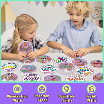 Edulok Memory Card Game, Kids Sight Word Piles Card Games, Animal Table Match Game for Toddlers, Indoor Recess Family Games, Preschool Classroom Reading Games, Homeschool Supplies
