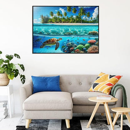 Sutinban Sea Turtle 1000 Piece Puzzle for Adults, Coolest Adult Puzzle 1000 Pieces, Wave Spirit Hawaii Ocean Jigsaw Puzzles Home Decor Happy Family Time