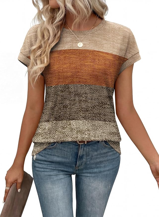 Alaroo Womens Summer Tops Short Sleeve Shirts Crew Neck Tshirt Cute Trendy Tunic Blouses (S-3XL)