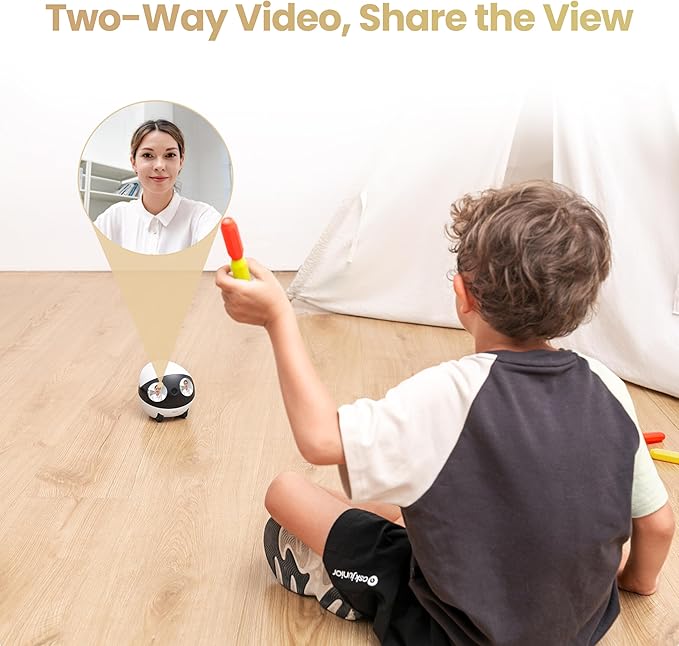 Enabot EBO Air 2S Mobile Robot Camera: 2.5K FamilyBot with Two-Way Video | Whole-Home Mobility, Custom Facial Image, Auto-Recharge, Night Vision, Long Distance Gift for Family/Pets