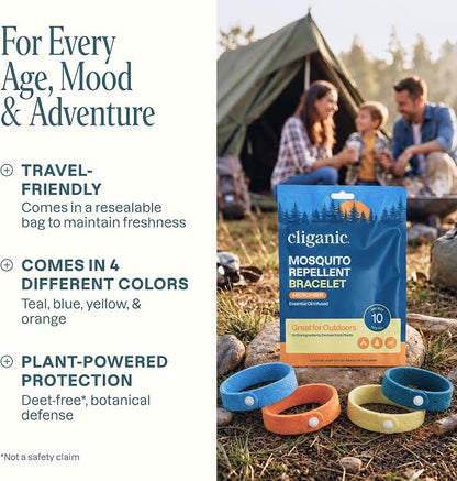 Cliganic Mosquito Repellent Microfiber Bracelets (20 Pack) - for Adults and Kids, DEET Free Wristbands