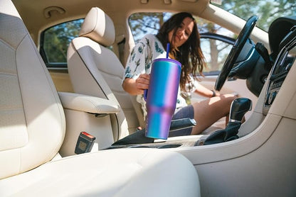 IRON °FLASK 40 oz Co-Pilot Insulated Travel Mug | Insulated Travel Mug with Straw & Flip Cap Lids - Cup Holder Fit, Leakproof, BPA Free (Black Speckle)