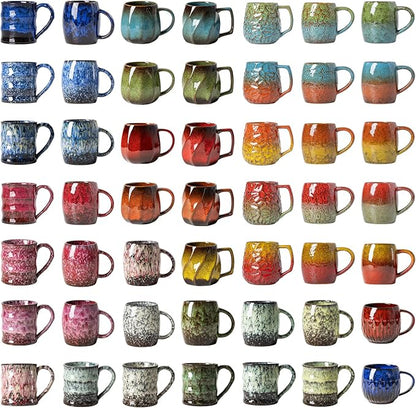 Amber Nebula Ceramic Coffee Mug - 14 oz Unique Reactive Glaze Coffee Cup with Large Handle, Barrel Cute Mug for Women Men Home Office Gift