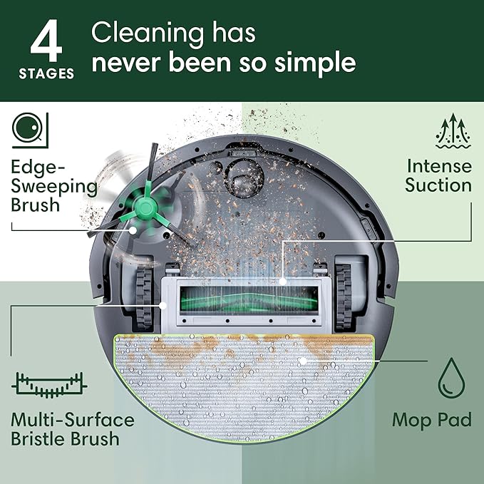iRobot Roomba 105X Combo Robot Vacuum & Mop with AutoEmpty Dock, Self‑Emptying for Up to 75 Days, 70× Power‑Lifting Suction, Smart LiDAR Mapping, App & Voice Control, Ideal for Homes with Pets & Kids