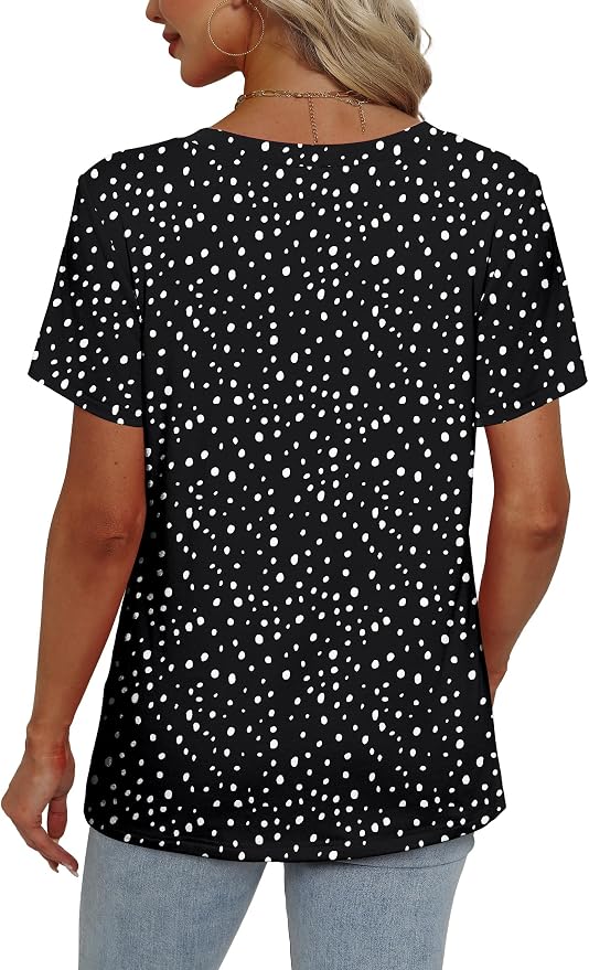 Alaroo Womens Summer Tops 2026 V Neck Short Sleeve Shirts Trendy Dressy Casual Vacation Outfits Printed