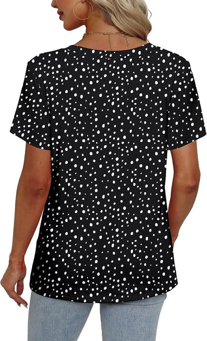 Alaroo Womens Summer Tops 2026 V Neck Short Sleeve Shirts Trendy Dressy Casual Vacation Outfits Printed