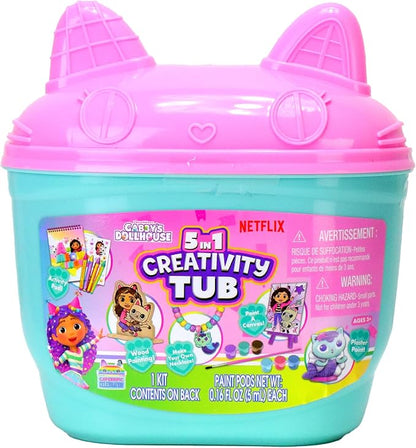 Tara Toys Gabby's Dollhouse 5-in-1 Creativity Tub Multi-Activity Art Kit for Kids with Coloring, Stamps, Stickers, and Fun Craft Materials Great Gift for Girls Ages 3+