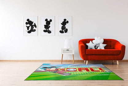 Jay Franco Disney Mickey Mouse Strike, Curve, Goal Kids Room Rug - Large Area Rug Measures 4 x 5 Feet (Offical Disney Product)