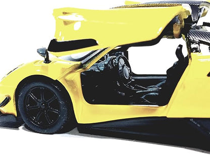 KiNSMART - 2016 Pagani Huayra BC 5" 1:38 Scale Die Cast Metal Model Toy Car w/Pullback Action (Yellow)