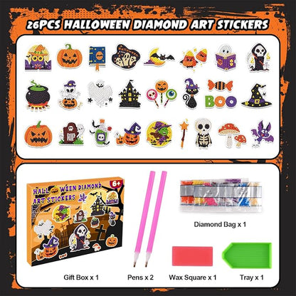 Labeol Diamond Art Kits for Kids Boys and Girls Ages 6-8-10-12 Easy to DIY Creative Diamond Art Sticker Craft by Numbers Kits for Kids and Adult Beginners (Halloween)