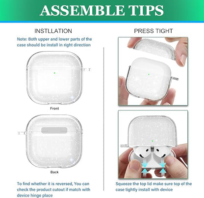 for AirPods 4th Generation Case Cover 2024, Military-Grade Shockproof, Soft TPU Highly Transparent Anti-Yellowing for AirPods 4 Case with Cleaning Kit & Cute Round Buckle, Gitter