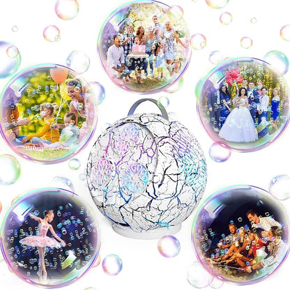 Bubble Machine Automatic Bubble Blower for Kids Toddlers Spherical LED Bubble Maker Electric Auto Rotating 45°/360° Outdoor Toy for Easter and Birthday Gift Party Wedding