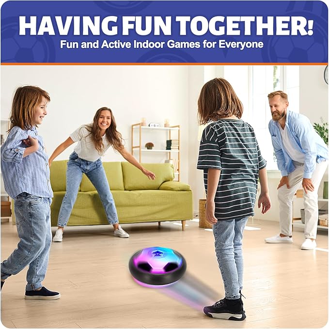 Officygnet 3 Pack Hover Soccer Ball, Boys Toys for 3, 4, 5, 6, 7, 8 Year Olds, Air Floating Soccer Toy with LED Lights, Indoor Toys Games for Kids Ages 4-8, 4-6 - Ideal Soccer Gifts for Boys 8-12