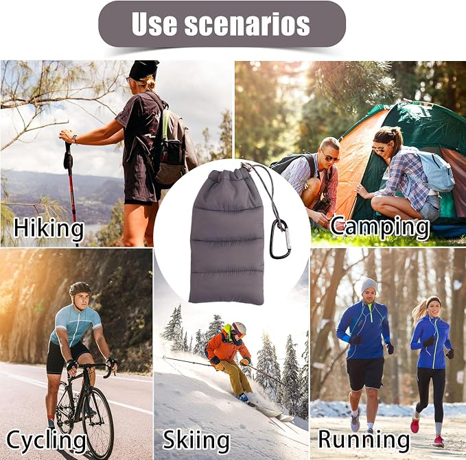 Lyreh Thermal Phone Pouch, Down Cotton Warm Phone Case Cover Bags Prevents Freezing & Overheating Protector Cellphone Pouch with Carabiner Ideal for Outdoor Camping Hiking Skiing (Grey)