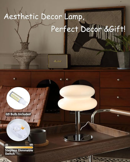 Glivpny Mushroom Lamp Table Lamp for Night Stands,Mid Century Modern Desk Lamps for Bedroom, Vintage Dimmable Bedside Small Cute Lamps, Cool Aesthetic House Warming Gifts New Home Decor(White)
