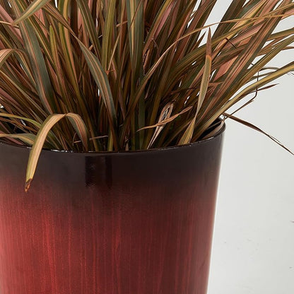 Worth Garden 23.5" H. Large Plastic Planters - Set of 2 Gradient Red Glossy Smooth Finish - Tall Plant Pots for Indoor & Outdoor Use - Decorative Lightweight Flower Pots for Front Porch, Patio, Deck