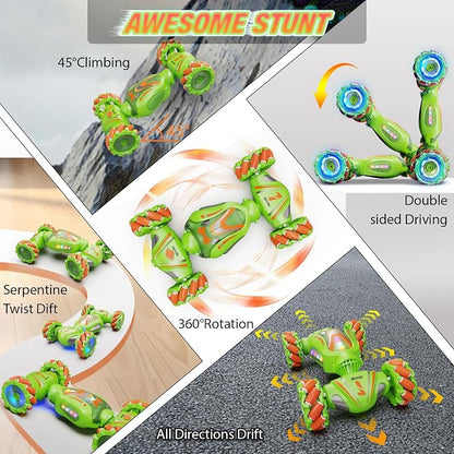 Nicella Remote Control Car, Pink RC Cars for Girls, Gesture Stunt with Light & Music, 4WD, 360° Rotating, 2.4Ghz Remote Control Car Toys, Birthday Gift for Kids Age 6+ (Green)