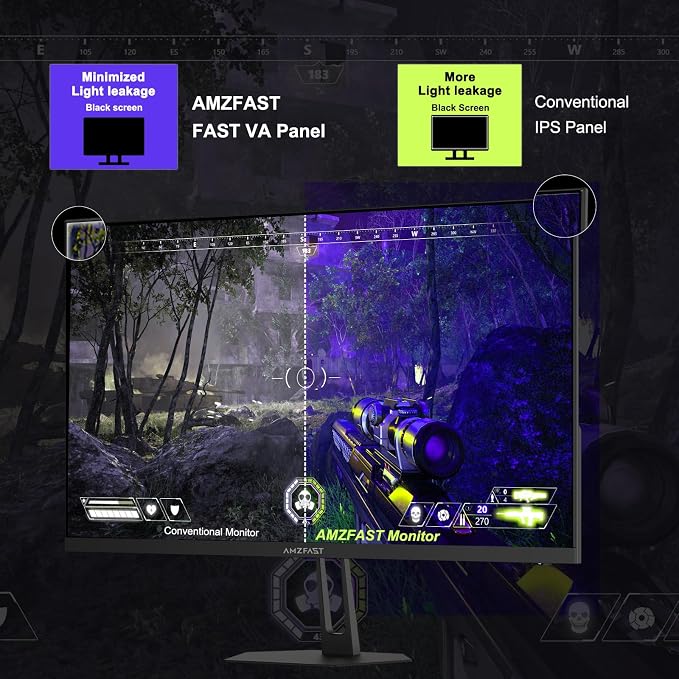 Amzfast 24.5 Inch 280Hz/240Hz FHD 1080p Gaming Monitor, 1ms Adaptive Sync, 3000:1, 126% sRGB, 93% DCI-P3, TÜV Rheinland Eye Care, HDMI 2.0 x 2 & DP 1.4 x 2, AMZG25X1 Pro