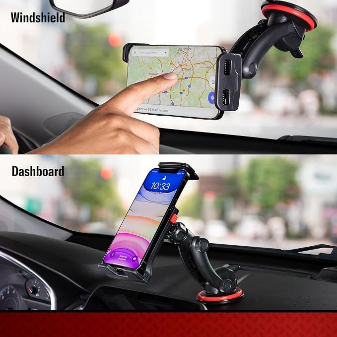 Tuff Tech Super Stick Windshield and Dash Mount Phone Holder, Universal Car Phone Holder