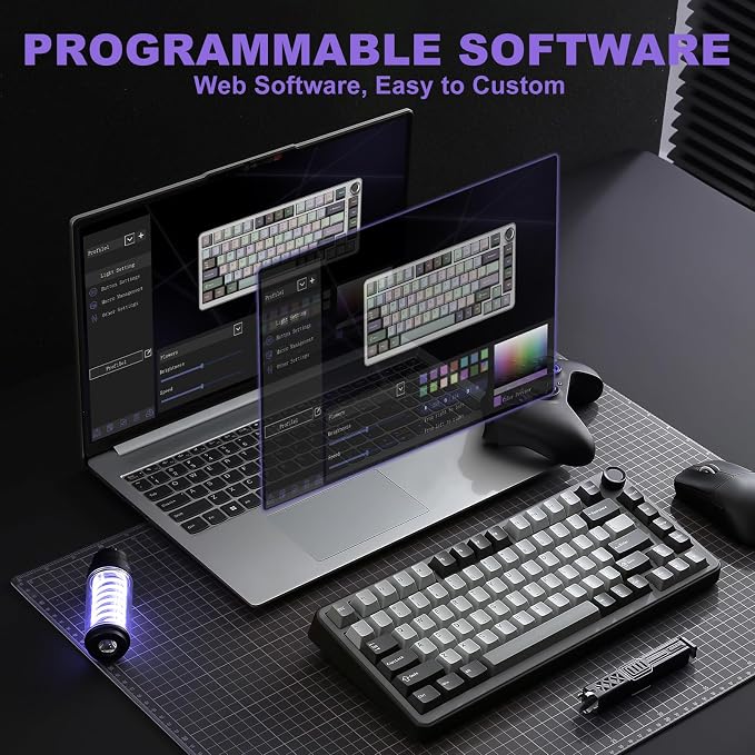 YUNZII B75 PRO 75% Wireless Mechanical Keyboard (Dark Grey,Cocoa V2) | Hot Swap Keyboard with Knob, Gasket Mount, Creamy Pre-lubed Switch for Smooth Typing, BT/USB-C/2.4G, for Gaming