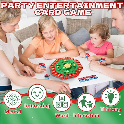 Resflycheng Word Game Family Board Game with Digital Display Timer, 2 Modes, 35 Cards, Fun Fast-Paced 24-Letter Game for Kids & Adults, 2+ Players, Ages 3 & Up