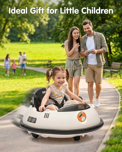 Garvee 12V Kids Ride On Bumper Car with Parental Remote Control, 360° Spin Electric Toddler Bumping Car, LED Lights, Safety Belt & Music, Ride On Cars for 18 Months+ Toddlers