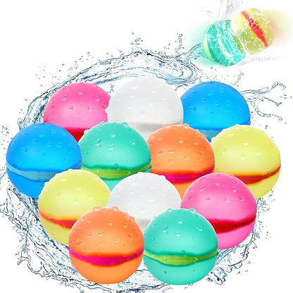 12 Pcs Reusable Water Balloons, Self-Sealing Refillable Water Balls, Pool Toys for Kids Ages 4-14, Pool Beach & Outdoor Water Ballons