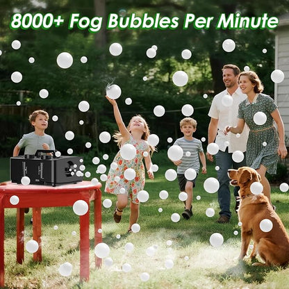 Wisdomlit Fog Bubble Machine, 400W Smoke Bubble Blower, Smoke Bubble Maker | No-Spill Liquid Tanks, 2 Bubble Modes, 8000+ Colorful or Smoke-Filled Bubbles, Great for Outdoor Backyard Birthday Party