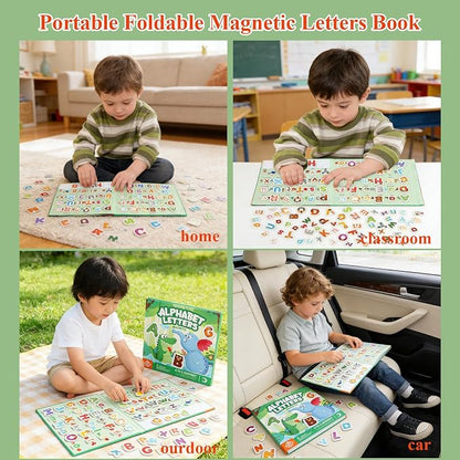 Upgrade Magnetic Letters Book for Kids, 78 PCS Magnetic Alphabet Letters, Uppercase & Lowercase ABC Magnets for Toddlers 1-3 Learning, Preschool Classroom Must Haves