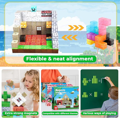 Magnetic Blocks - 150 PCS Build Magnetic Windmill Falls Homes - Magnetics Toys for Montessori Toddler Easter Christmas Birthday Gifts - STEM Sensory Toys for 3 4 5 6 7 8 9 10 Year Old Boys & Girls