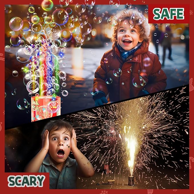 Bubble Machine (4PCS, 13 Holes) with LED Lights, Automatic Bubble Blower Toys, Portable Bubbles Maker for Wedding Christmas Chinese New Years Party Decorations, Kids Birthday Gifts, Balloons Banner