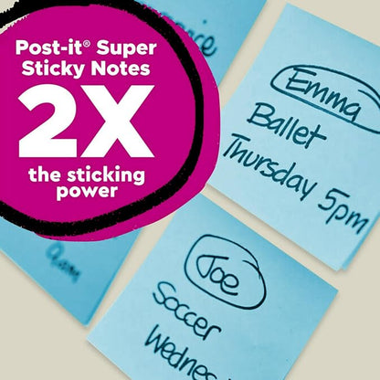 Post-it 100% Recycled Super Sticky Notes, 3 x 3 in, Pastels, 12 Pads | School Supplies and Office Products, 2X the Sticking Power
