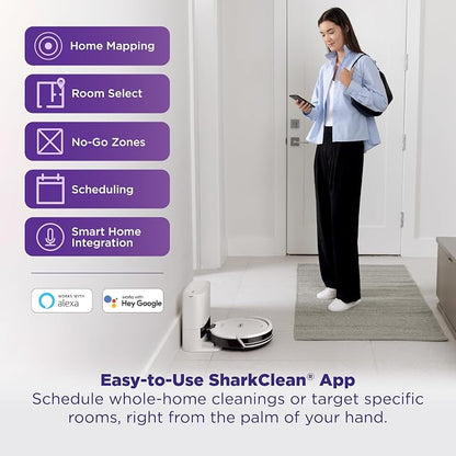 Shark Navigator | Robot Vacuum Cleaner with Powerful Suction for Pet Hair, Rugs, Carpets & Hard Floors | Bagless Self-Empty Base | 30-Day Capacity | SmartPath LiDAR Navigation | White | AV2110S