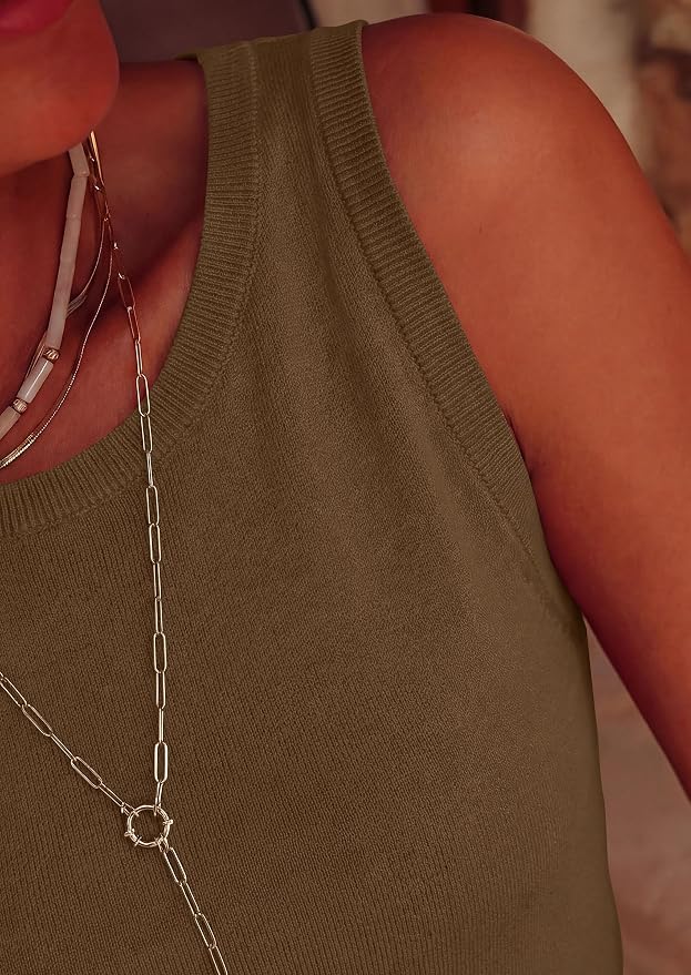 PRETTYGARDEN Sleeveless Sweater Tops for Women 2026 Summer Dressy Ribbed Tank Tops Spring Business Casual Work Shirts Blouses