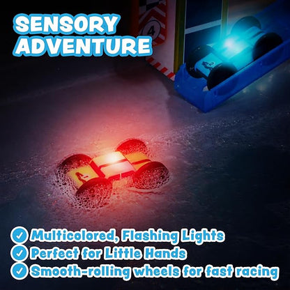 Tub Works® Splash Wheels™ Bathtime Raceway Car Ramp Toddler Bath Toy | Race Car Track with 2 Water-Activated Light-Up Racers | Light Up Bath Toys Flash & Change Colors | Engaging Bathtub Toys for Kids