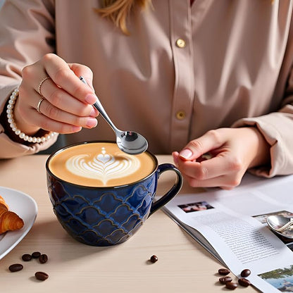 24 oz Large Coffee Mug, Ceramic Coffee Mugs with Handles, Soup Bowl, Blue | Big Coffee Mug for Hot Chocolate, Cappuccino, Soup, Oatmeal, Ramen, Microwave & Dishwasher Safe, Coffee Cups Large Soup Bowl