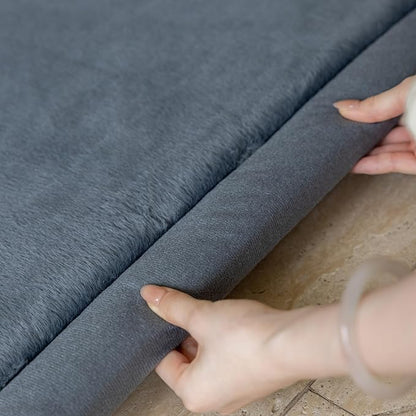 Faux Rabbit Fur Rug - 1.18" Thick Soft Fluffy Area Rug, Non-Slip Memory Foam Crawling Mat, Dark Gray, 59"x59"