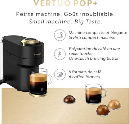 Nespresso Vertuo Pop+ Coffee and Espresso Maker by Breville, Matte Black Gold