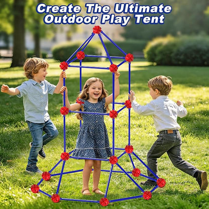 Fort Building Kit for Kids, 140 Pcs STEM Building Toys for Indoor Outdoor, Ultimate Creative Set DIY Castles Tunnels Play Tent, Christmas Birthday Gifts for 4 5 6 7 8 9 10 11 12 Years Old Boys & Girls