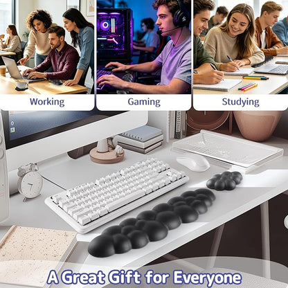 Sushret Cloud Wrist Rest Keyboard, Cloud Keyboard Wrist Pad Set with PU Leather Memory Foam, Cute Arm Rest for Palm Support, PC/Gaming Desk Accessories/Office Setup/Computer Hand Cushion - Black